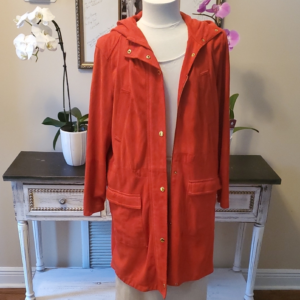Michael Kors Red Utility Jacket with Hood